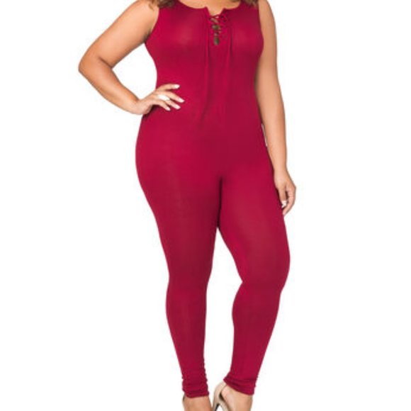 Ashley Stewart Pants - Plus Size Lace Up - Catsuit